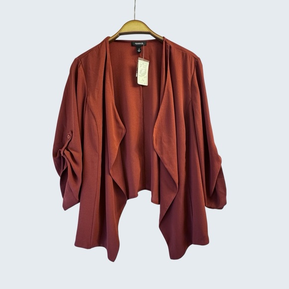 torrid Sweaters - Torrid Women’s Open Front Drape Blazer Rust Size 2X